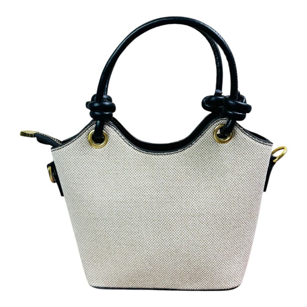 Designer Beige and Black Monogram Canvas Crossbody Bag - Picture 6 of 13